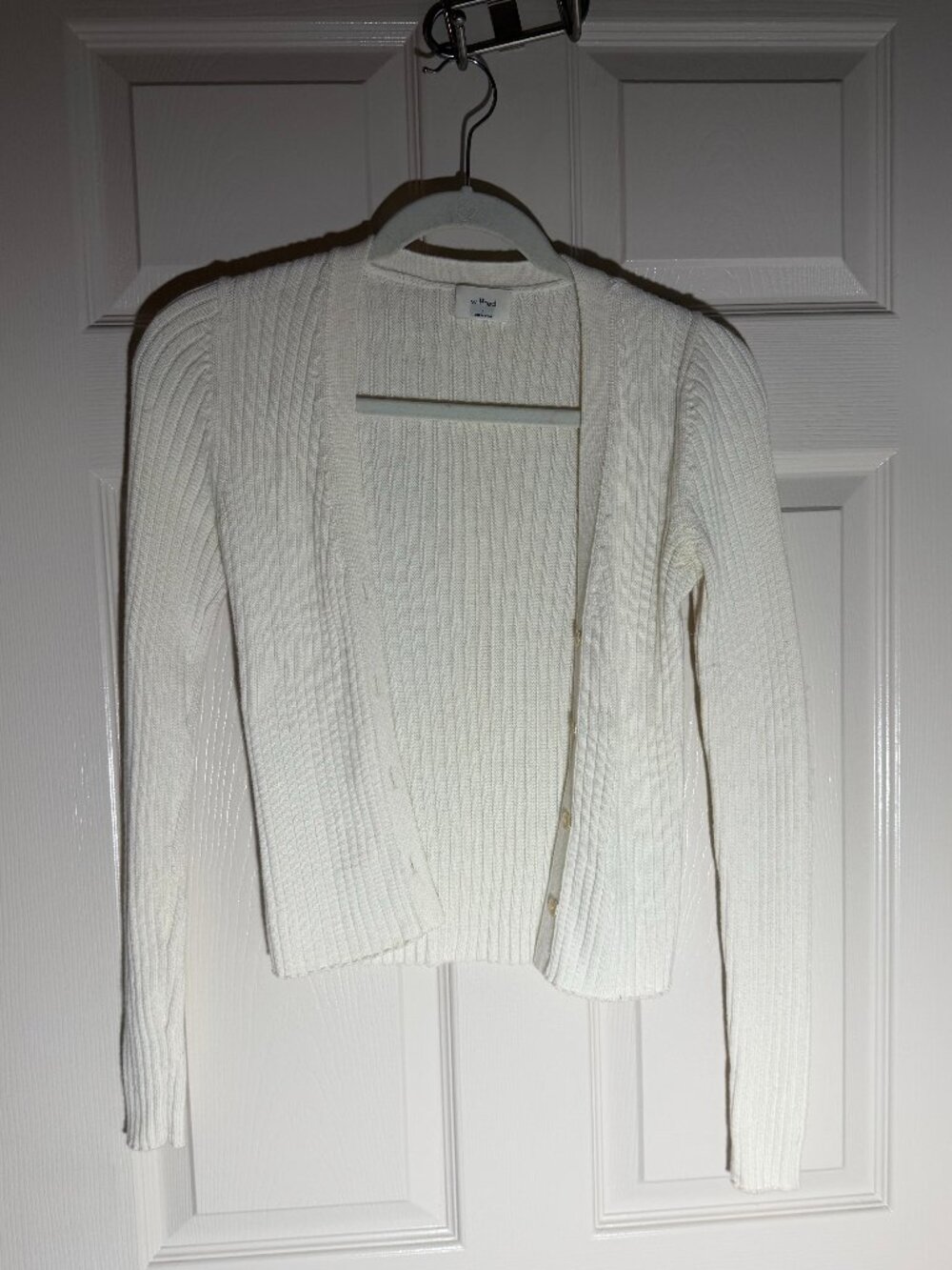 Wilfred by Aritzia Ribbed Knit Button Up Cardigan - Cream Ivory